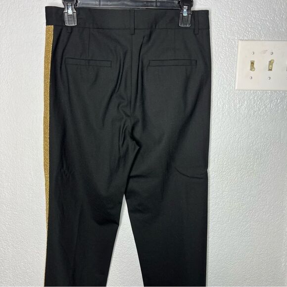 Tibi Tropical Wool Blend Black/Gold Stripe Women’s Tuxedo Dress Pant Size 6 - Picture 6 of 14